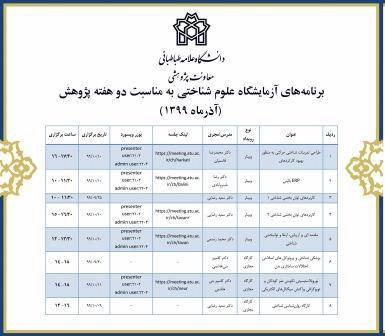 برنامه نشست ها و کارگاه های وبیناری آزمایشگاه علوم شناختی
